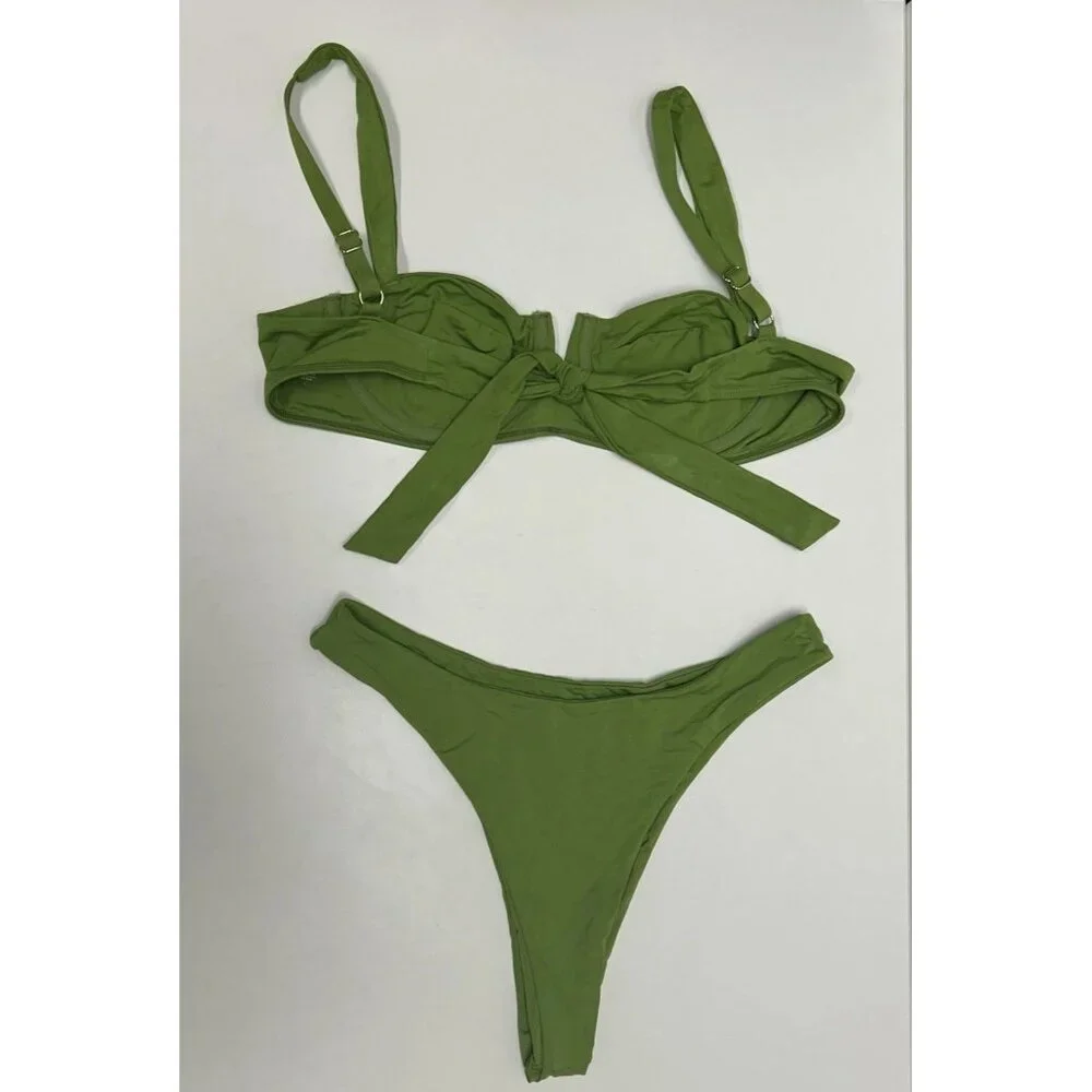 Monday Swimwear Olive Green Underwire Bikini Set